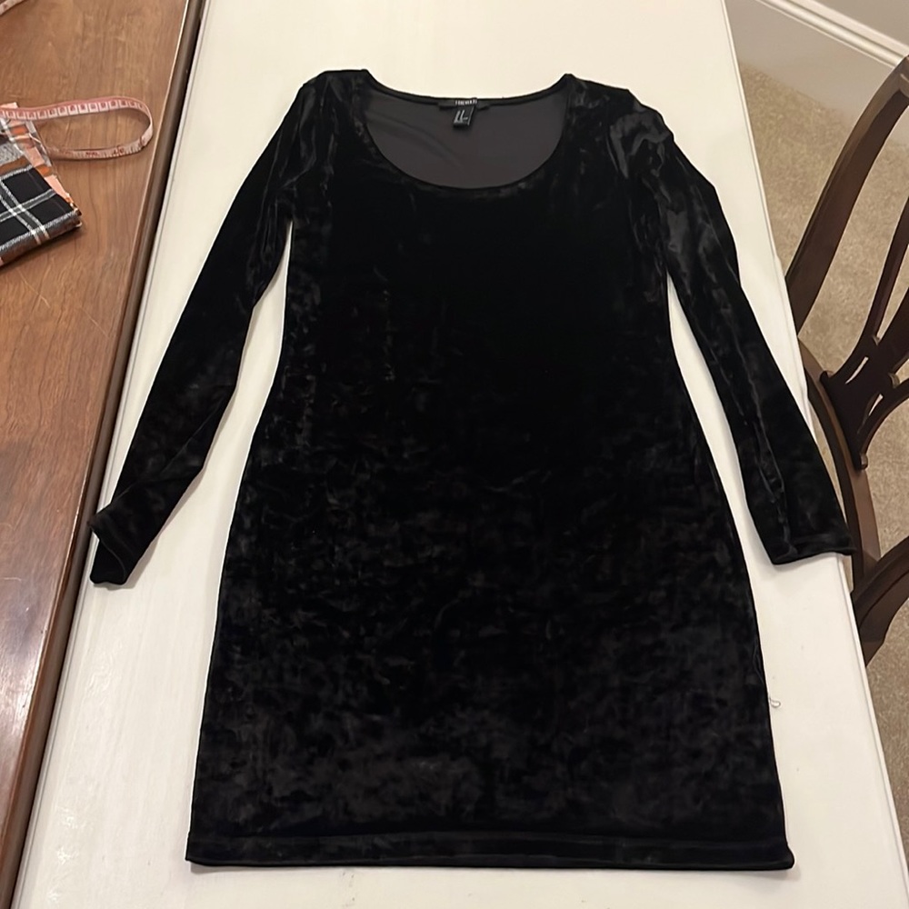 Short Black Crushed Velvet Dress